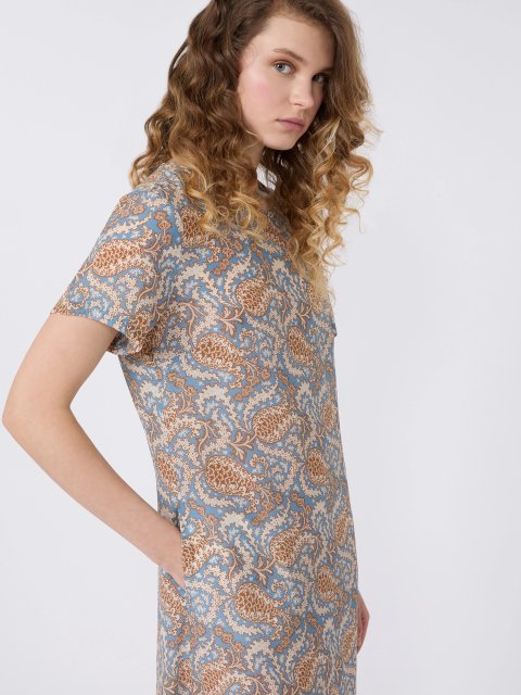 Блакитна сукня з принтом Weekend Max Mara з шовку: фото 2 - Invogue