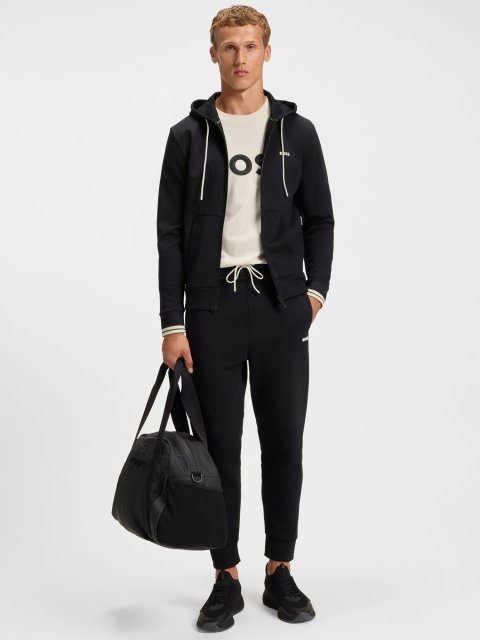 Чёрный свитшот BOSS из хлопка: фото 1 - Invogue