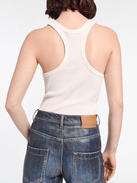 Белый топ Dorothee Schumacher из эластичного хлопка: фото 3 - Invogue