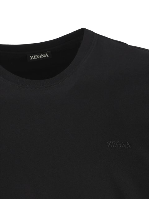 Чорна футболка Zegna з бавовни піке: фото 2 - Invogue