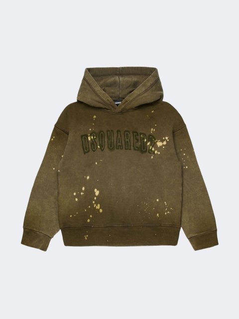 Оливковая кофта DSQUARED KID из хлопка: фото - Invogue