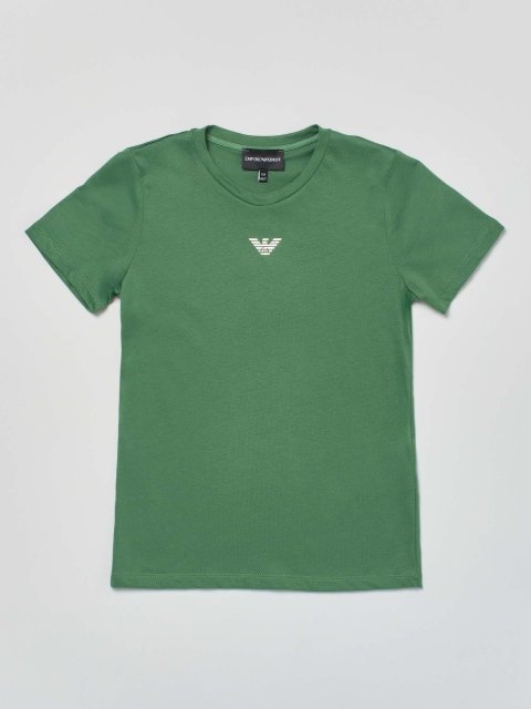 Зелена футболка EMPORIO ARMANI KIDS з логотипом: фото - Invogue