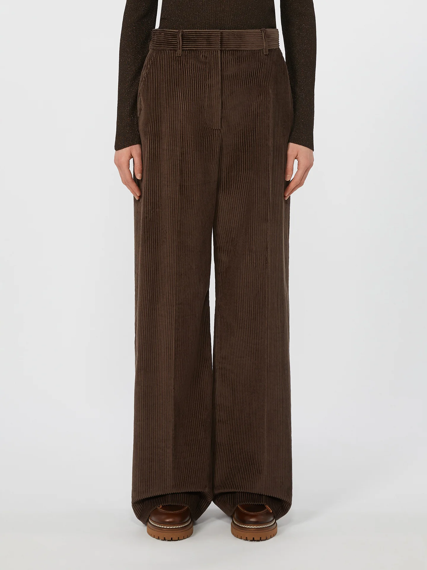 Шоколадные брюки WEEKEND MAX MARA из хлопка - купить на Invogue