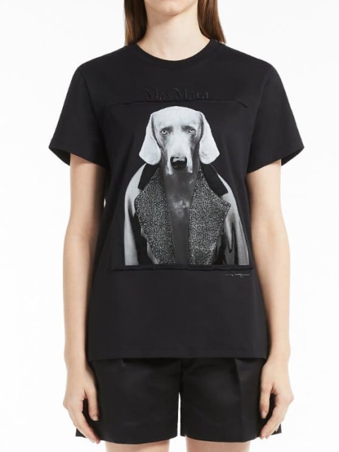 Чёрная футболка MAX MARA: фото 1 - Invogue