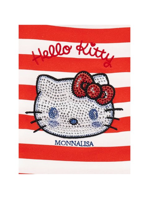 Футболка Hello Kitty в біло-червону смужку Monnalisa: фото 2 - Invogue