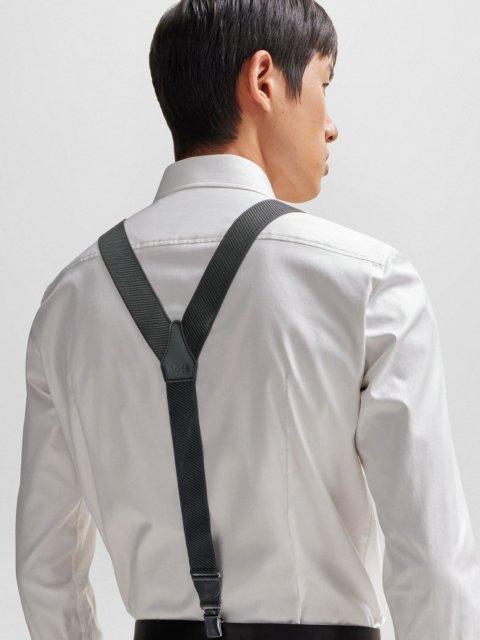 Черные подтяжки BOSS с кожаными деталями: фото 2 - Invogue