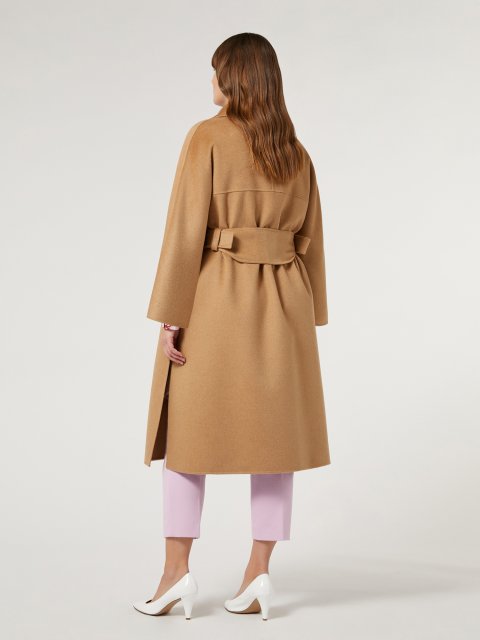 Темно-бежевое пальто Marina Rinaldi двубортное: фото 2 - Invogue