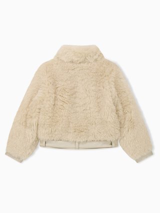 Кремовая шуба Emporio Armani из искусственного меха: фото 2 - Invogue