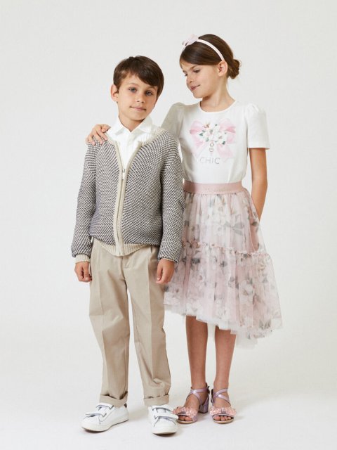 Молочная футболка MONNALISA: фото 3 - Invogue