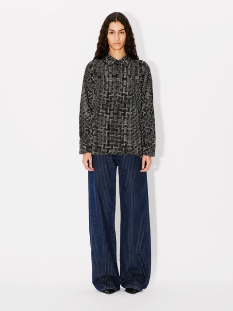 Черная рубашка Kenzo с орнаментом: фото 5 - Invogue