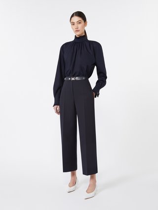 Темно-синие брюки MAX MARA укороченные: фото 1 - Invogue