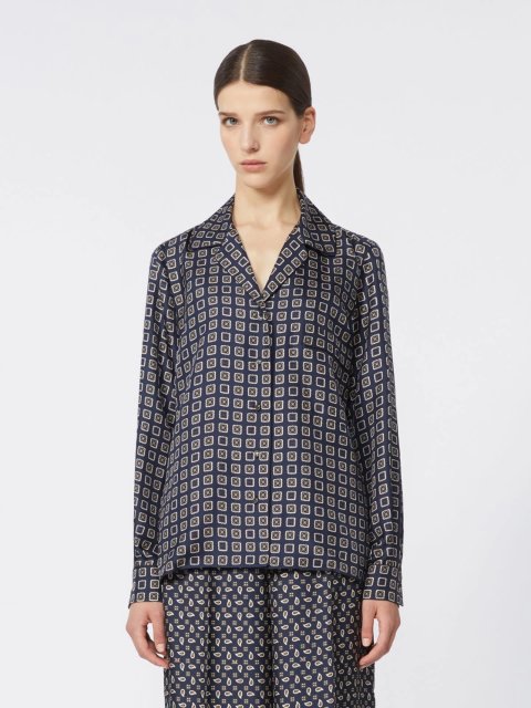 Темно-синя сорочка MAX MARA з шовку: фото 2 - Invogue