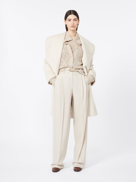 Кремове пальто MAX MARA з альпаки та вовни: фото 1 - Invogue