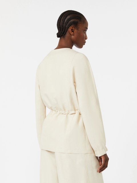 Бежевий жакет Max Mara з льону та шовку: фото 3 - Invogue