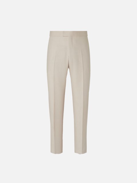 Бежевые брюки Zegna из льна с эластичным поясом: фото - Invogue