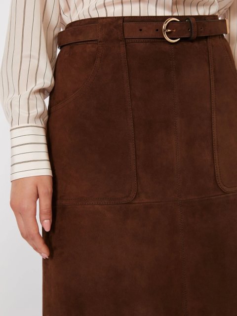 Шоколадна спідниця MAX MARA із замші: фото 4 - Invogue