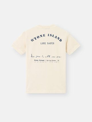Біла футболка з принтом Stone Island з бавовни: фото 1 - Invogue