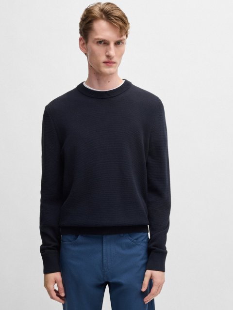 Синий свитер BOSS из хлопка: фото 2 - Invogue