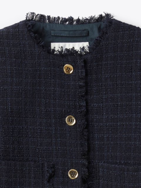 Темно-синій жакет IL GUFO твідовий: фото 3 - Invogue