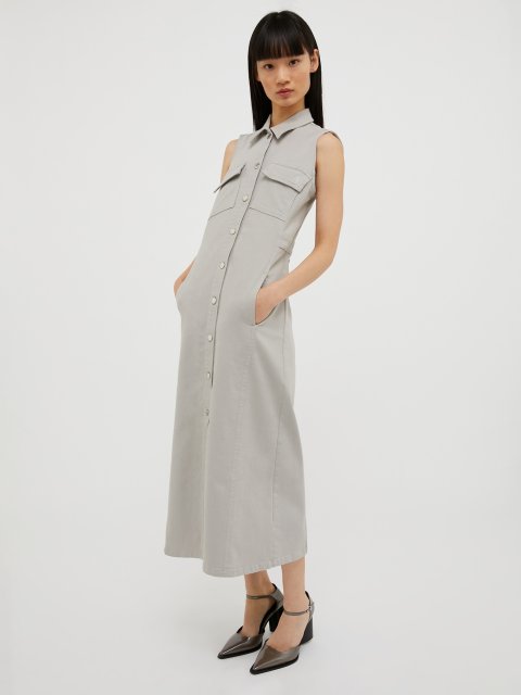 Світло-сіра сукня-сорочка Max&Co бавовняна: фото 4 - Invogue