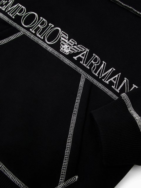 Чорне худі EMPORIO ARMANI з контрастним логотипом: фото 3 - Invogue