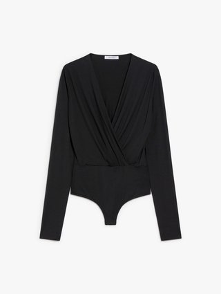 Черное боди Max Mara из эластичного трикотажа: фото - Invogue