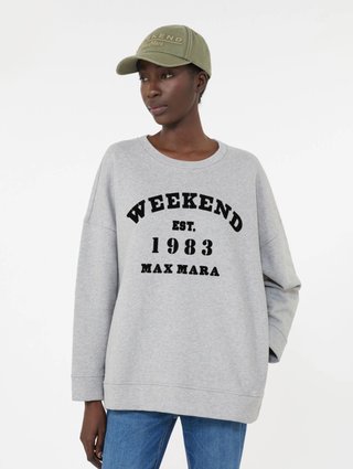 Светло-серый свитшот WEEKEND MAX MARA из хлопкового трикотажа: фото 4 - Invogue