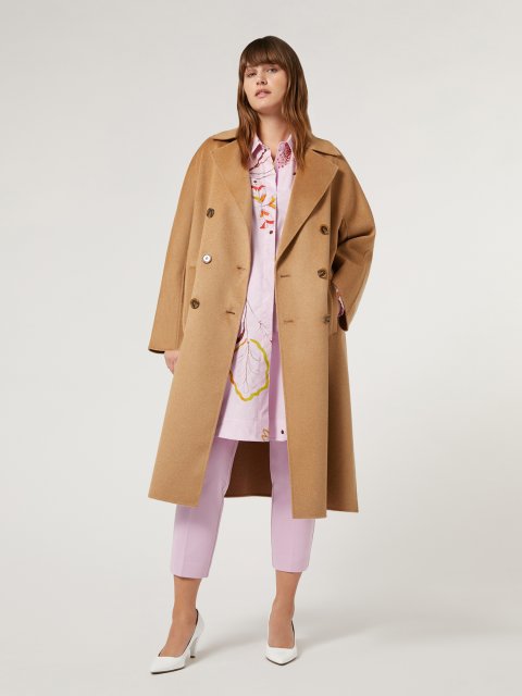 Темно-бежевое пальто Marina Rinaldi двубортное: фото 3 - Invogue