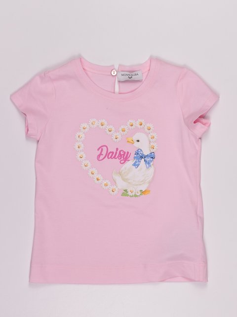 Розовая футболка MONNALISA: фото - Invogue