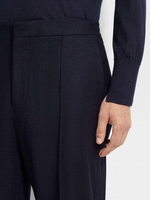 Темно-сині брюки ZEGNA з вовни та шовку: фото 5 - Invogue