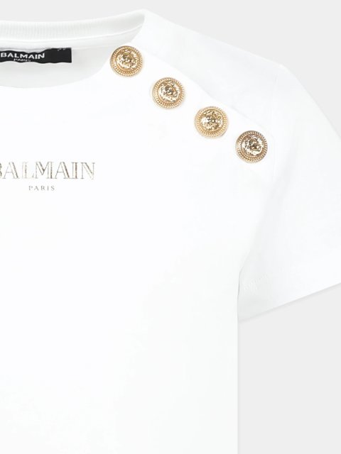 Белая футболка BALMAIN KIDS из хлопка: фото 2 - Invogue