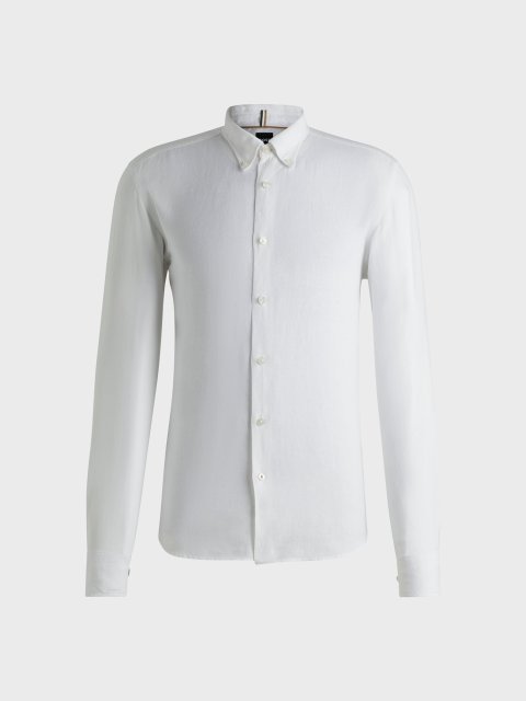 Белая рубашка Boss льняная: фото - Invogue