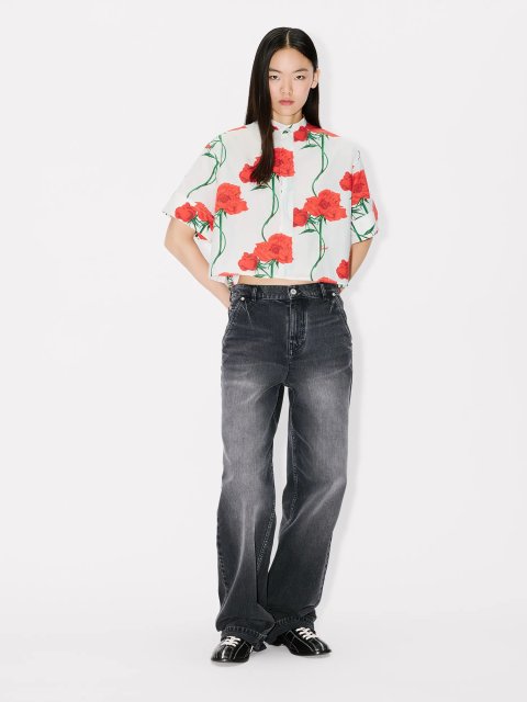 Кремова сорочка Kenzo з бавовни з квітковим принтом: фото 1 - Invogue