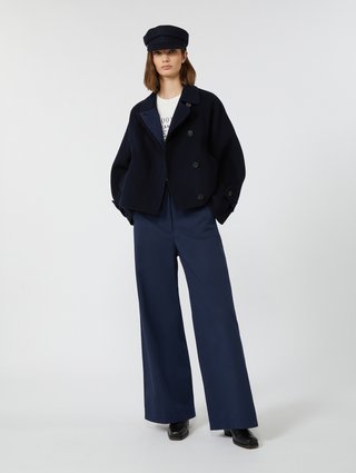 Темно-синие брюки WEEKEND MAX MARA из хлопкового габардина: фото 1 - Invogue