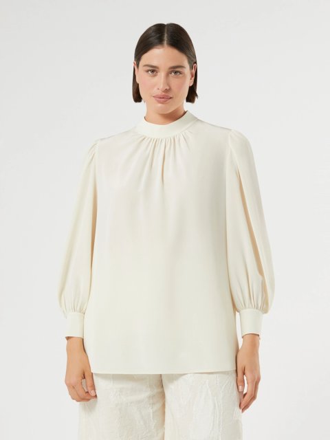 Блуза з натурального шовкового крепдешина Marina Rinaldi: фото 2 - Invogue