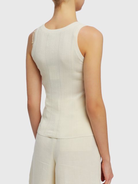 Кремовый топ WEEKEND MAX MARA: фото 4 - Invogue