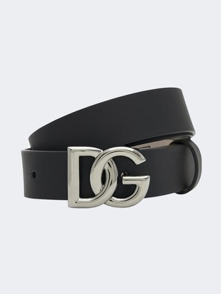Чёрный ремень Dolce&Gabbana из телячьей кожи: фото - Invogue
