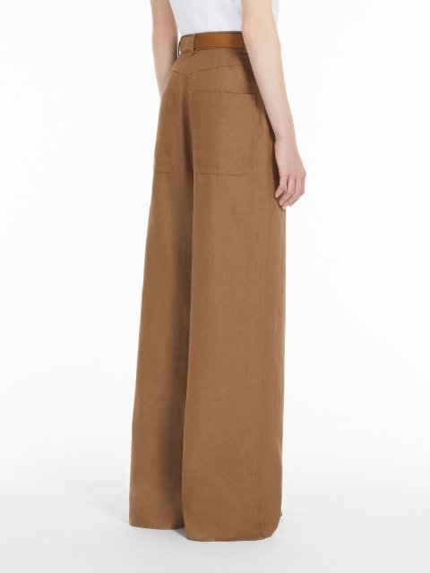 Темно-коричневі брюки Max Mara з бавовни та льону: фото 3 - Invogue