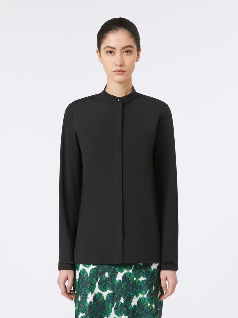 Черная рубашка MAX MARA из эластичного поплина: фото 2 - Invogue