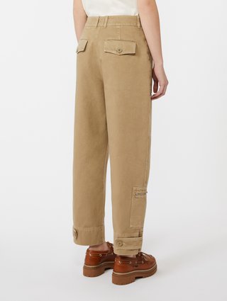 Бежевые брюки WEEKEND MAX MARA хлопковые: фото 3 - Invogue