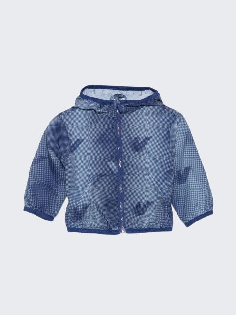 Синя куртка Emporio Armani з принтом логотипа: фото - Invogue