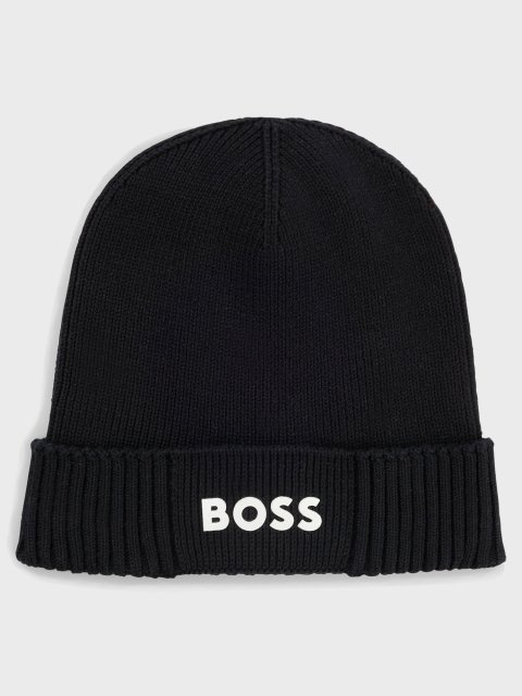 Черная шапка BOSS из натуральной шерсти: фото - Invogue