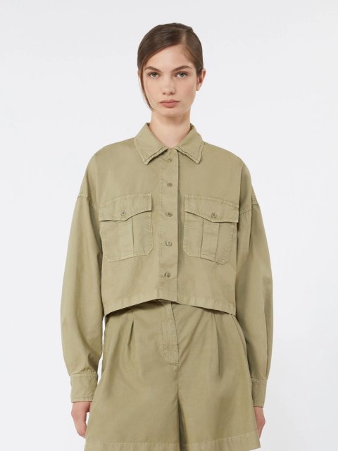 Оливкова сорочка Weekend Max Mara з бавовни: фото 2 - Invogue