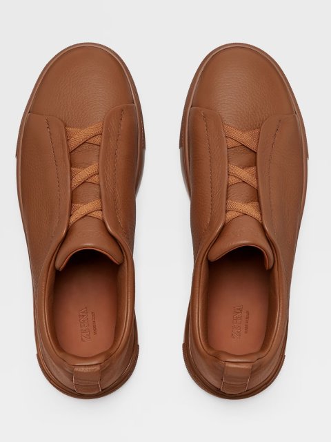 Коричневые сникерсы Zegna из оленьей кожи с эластичной шнуровкой: фото 4 - Invogue