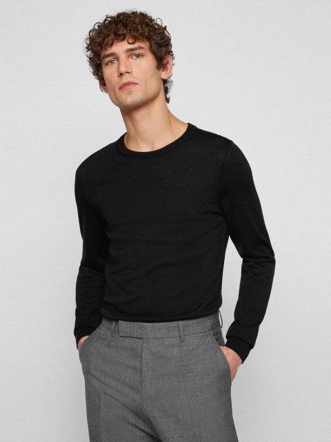 Чорний светр BOSS з натуральної вовни: фото 2 - Invogue