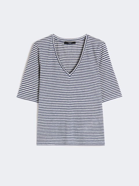 Тёмно-синий топ Weekend Max Mara из льна: фото - Invogue