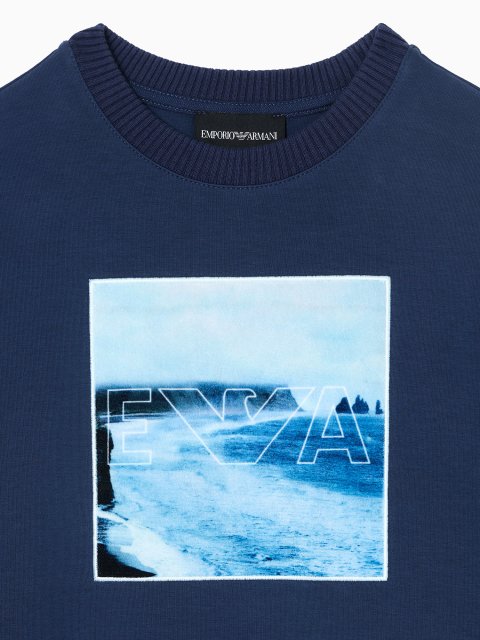 Синяя кофта EMPORIO ARMANI KIDS из хлопка: фото 3 - Invogue