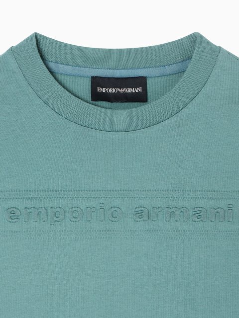 Ізумрудна футболка EMPORIO ARMANI KIDS з бавовни: фото 1 - Invogue