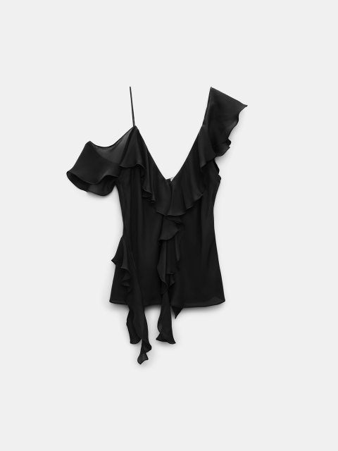 Черный топ Dorothee Schumacher шелковый: фото - Invogue