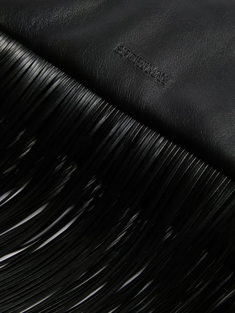 Черная сумка SPORTMAX из кожи наппа с бахромой: фото 6 - Invogue